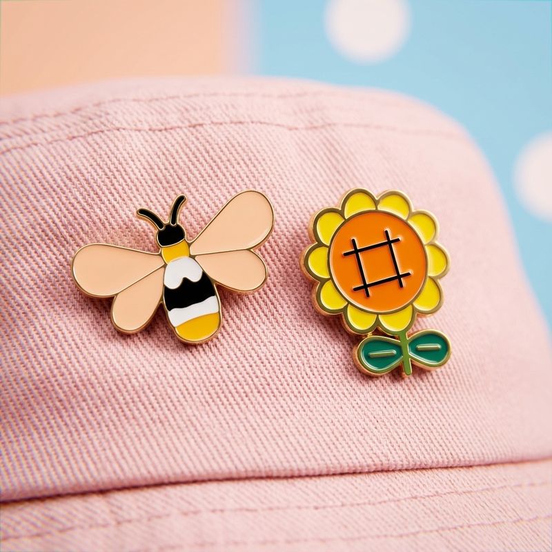 [PIN2-BEE-AND-GIRASOL] Set de Pins Metálicos x 2 - bee and Girasol