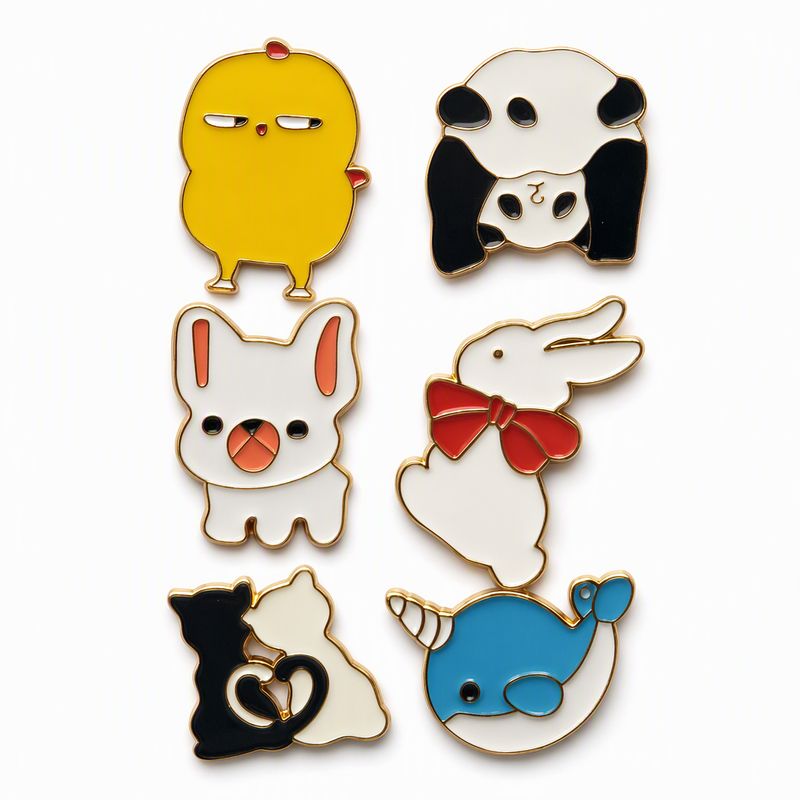 [PIN6-6373-CHICKEN-WHALE] Set de Pins Metálicos x 6 - Chicken & Whale (Pub. 6373)