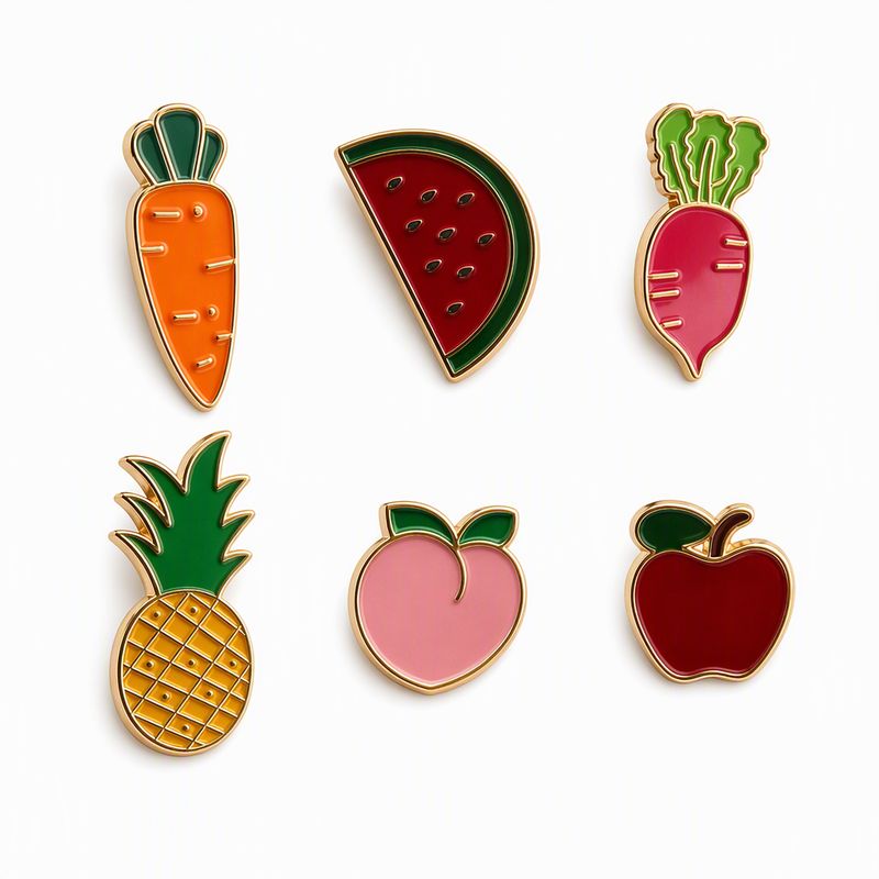 [PIN6-6373-FRUIT-AND-VEGETABLE-ENAMEL-PINS] Set de Pins Metálicos x 6 - Fruit and vegetable enamel pins (Pub. 6373)