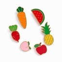 [PIN6-FRUTAS-Y-VERDURAS] Set de Pins Metálicos x 6 - Frutas y verduras